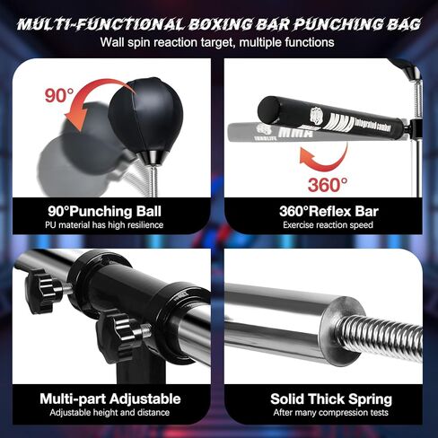 Wall Mount Boxing Bar MMA Boxing Speed Trainer Boxing Reflex Bar Boxing Equipment Boxing Spinning Bar with Punching Ball for Gym Home in Saudi Arabia