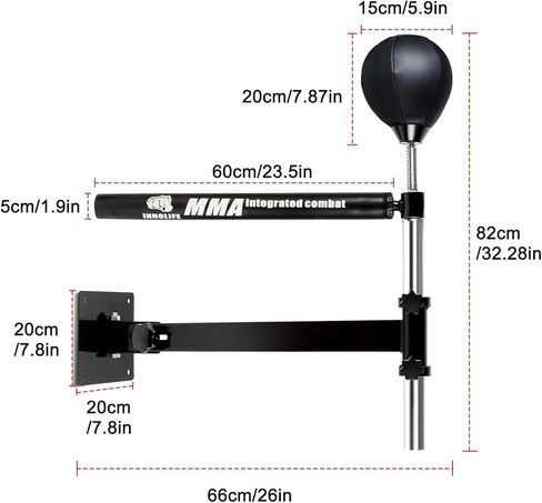 Wall Mount Boxing Bar MMA Boxing Speed Trainer Boxing Reflex Bar Boxing Equipment Boxing Spinning Bar with Punching Ball for Gym Home in Saudi Arabia