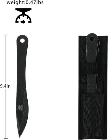 رمح رمي 9.4 بوصة، مجموعة رمي كاملة التانغ، من الفولاذ المقاوم للصدأ مع مجموعة رمي غمد من النايلون للمنافسة والترفيه - 6 عبوات in Kuwait