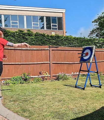 رمح رمي 9.4 بوصة، مجموعة رمي كاملة التانغ، من الفولاذ المقاوم للصدأ مع مجموعة رمي غمد من النايلون للمنافسة والترفيه - 6 عبوات in Kuwait