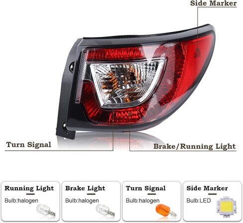 Left Driver Side Rear Tail Light Rear Lamp Compatible for 2013-2017 Chevy Traverse Outer Rear Brakes Lights Assembly 84266019 23301756 GM2804112 W/Bulbs LH in Saudi Arabia