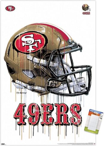 Trends International NFL San Francisco 49ers - Drip Helmet 20 Wall Poster, 14.725" x 22.375", Barnwood Framed Version in Saudi Arabia
