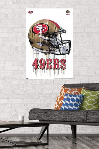 Trends International NFL San Francisco 49ers - Drip Helmet 20 Wall Poster, 14.725" x 22.375", Barnwood Framed Version in Saudi Arabia