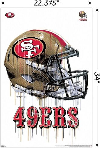 Trends International NFL San Francisco 49ers - Drip Helmet 20 Wall Poster, 14.725" x 22.375", Barnwood Framed Version in Saudi Arabia