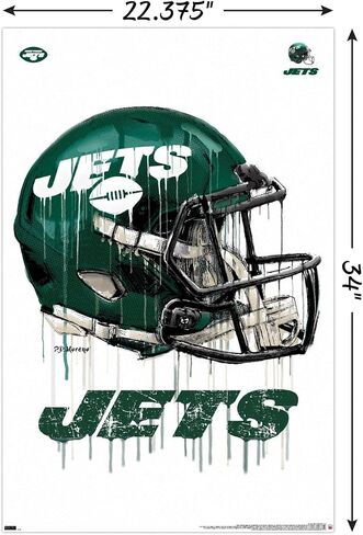 ملصق حائط من Trends International NFL New York Jets - خوذة بالتنقيط 20، 22.375 بوصة × 34 بوصة، نسخة غير مؤطرة in Saudi Arabia