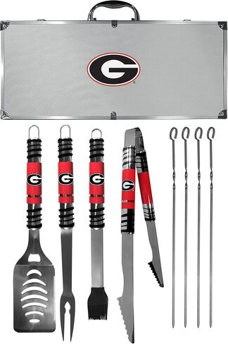 NCAA Siskiyou Sports Fan Shop Georgia Bulldogs Steel Tailgater BBQ Set w/Case 8 piece Gray in Saudi Arabia