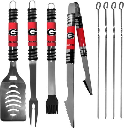 NCAA Siskiyou Sports Fan Shop Georgia Bulldogs Steel Tailgater BBQ Set w/Case 8 piece Gray in Saudi Arabia