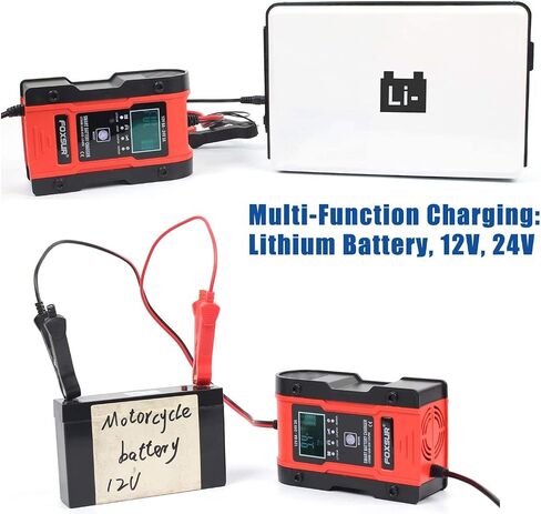 [New Upgrade] Lithium Battery Charger, 12V/24V 6Amp Full Automatic Intelligent Car Battery Charger(lithium batteries, lead-acid batteries, Calcium, etc)/Maintainer Delivers 7 Stage Charging in Saudi Arabia