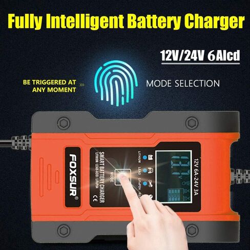 [New Upgrade] Lithium Battery Charger, 12V/24V 6Amp Full Automatic Intelligent Car Battery Charger(lithium batteries, lead-acid batteries, Calcium, etc)/Maintainer Delivers 7 Stage Charging in Saudi Arabia