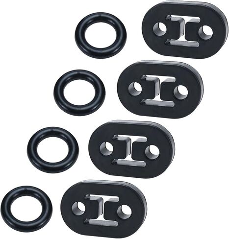 Universal Car Rubber Exhaust Hanger 2 Hole Exhaust Mounting Bushing Insulator Muffler Bracket with O Ring (4 Brackets + 4 O Rings) in Kuwait