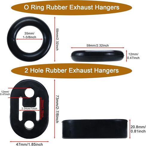Universal Car Rubber Exhaust Hanger 2 Hole Exhaust Mounting Bushing Insulator Muffler Bracket with O Ring (4 Brackets + 4 O Rings) in Kuwait