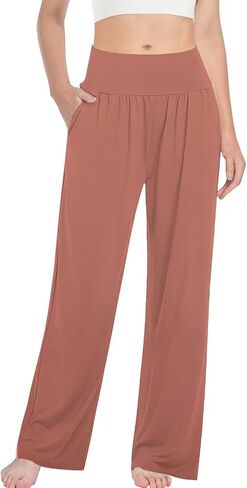 3PACK المرأة عارضة فضفاض واسعة الساق السراويل المريحة اليوغا عالية الخصر Sweatpants مريح صالة السراويل مع السراويل مع جيوب in Kuwait