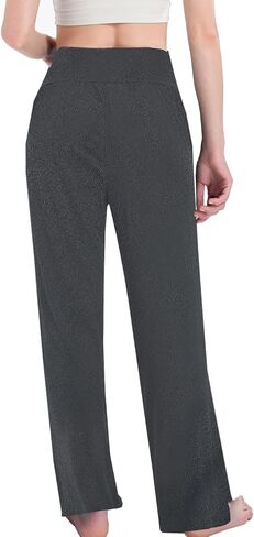 3PACK المرأة عارضة فضفاض واسعة الساق السراويل المريحة اليوغا عالية الخصر Sweatpants مريح صالة السراويل مع السراويل مع جيوب in Kuwait