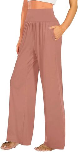 3PACK المرأة عارضة فضفاض واسعة الساق السراويل المريحة اليوغا عالية الخصر Sweatpants مريح صالة السراويل مع السراويل مع جيوب in Kuwait