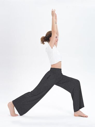 3PACK المرأة عارضة فضفاض واسعة الساق السراويل المريحة اليوغا عالية الخصر Sweatpants مريح صالة السراويل مع السراويل مع جيوب in Kuwait