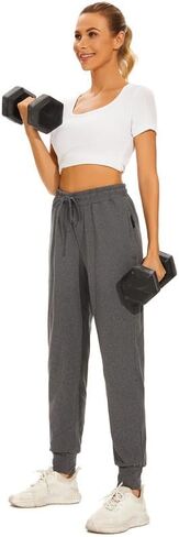 Women's Joggers Pants with Zipper Pockets Activewear Jogger Track Cuff Lounge Sweatpants for Yoga Workout Running in Saudi Arabia