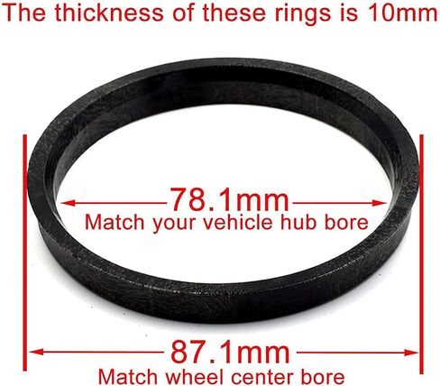 87.1 إلى 78.1 حلقات مركزية، حلقات مركزية بلاستيكية سوداء متوافقة مع تشيفي سيلفرادو تاهو جي إم سي سييرا 1500 يوكون XL، حزمة من 4 in Kuwait