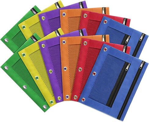 Vetoo Pencil Pouches, Bulk 12 Pack Color Pencil Case, 2 Zipper Bag Cloth Pouches for 3 Ring Binders in Saudi Arabia