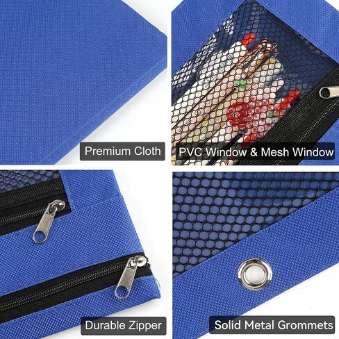 Vetoo Pencil Pouches, Bulk 12 Pack Color Pencil Case, 2 Zipper Bag Cloth Pouches for 3 Ring Binders in Saudi Arabia