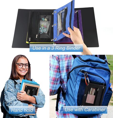 Vetoo Pencil Pouches, Bulk 12 Pack Color Pencil Case, 2 Zipper Bag Cloth Pouches for 3 Ring Binders in Saudi Arabia