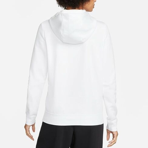 كنزة صوفية بغطاء للرأس تحمل شعار Nike Sportswear Club Fleece للسيدات (أبيض/أسود، DQ5775-100) مقاس X-Small in Kuwait