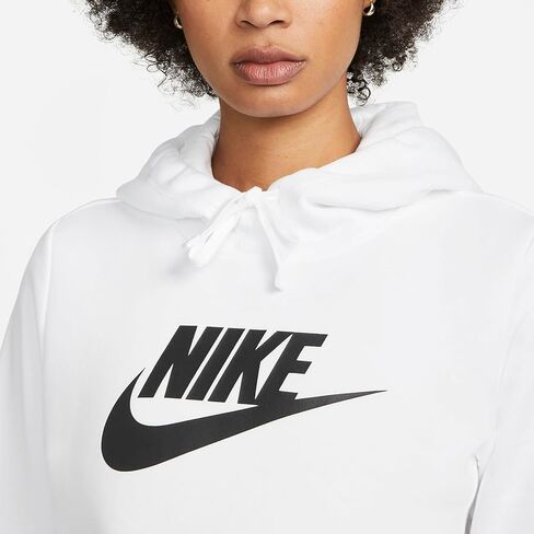 كنزة صوفية بغطاء للرأس تحمل شعار Nike Sportswear Club Fleece للسيدات (أبيض/أسود، DQ5775-100) مقاس X-Small in Kuwait