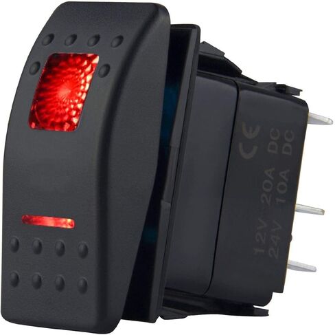 Switchtec 1 قطعة 12 فولت مفتاح الروك ضوء LED أحمر (قياسي 5 دبابيس) مفتاح تشغيل وإيقاف لشاحنات القوارب RZR 1000 Ranger Maverick Auto Rv Golf Cart Marine Panel Light Bar Fog Light Winch Led in Kuwait