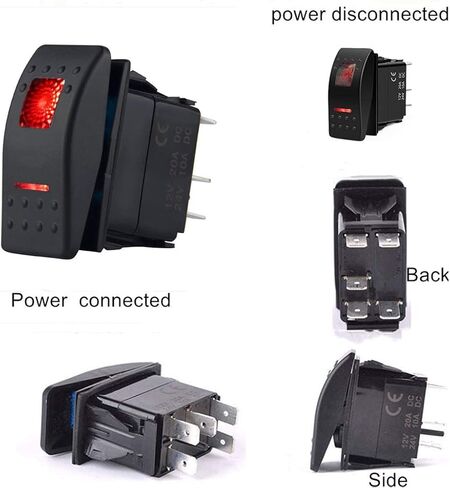 Switchtec 1 قطعة 12 فولت مفتاح الروك ضوء LED أحمر (قياسي 5 دبابيس) مفتاح تشغيل وإيقاف لشاحنات القوارب RZR 1000 Ranger Maverick Auto Rv Golf Cart Marine Panel Light Bar Fog Light Winch Led in Kuwait