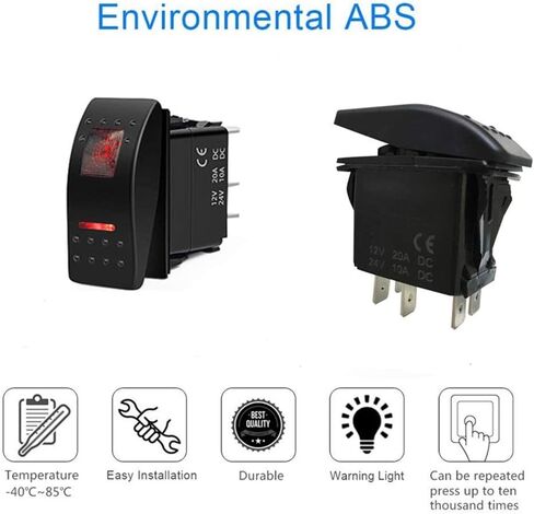 Switchtec 1 قطعة 12 فولت مفتاح الروك ضوء LED أحمر (قياسي 5 دبابيس) مفتاح تشغيل وإيقاف لشاحنات القوارب RZR 1000 Ranger Maverick Auto Rv Golf Cart Marine Panel Light Bar Fog Light Winch Led in Kuwait