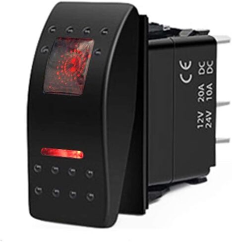 Switchtec 1 قطعة 12 فولت مفتاح الروك ضوء LED أحمر (قياسي 5 دبابيس) مفتاح تشغيل وإيقاف لشاحنات القوارب RZR 1000 Ranger Maverick Auto Rv Golf Cart Marine Panel Light Bar Fog Light Winch Led in Kuwait