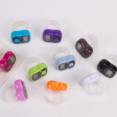 6 قطع من حلقة عداد الأصابع القابلة للتعديل مع ضوء LED عدد النقرات الرقمية من 0-99999 (لون عشوائي) in Kuwait