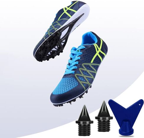 مسامير المسار لاستبدال الأحذية 100 قطعة، مسامير Funwaretech Cross Country بطول 1/4 بوصة مسامير هرمية من الفولاذ المقاوم للصدأ مع صندوق ومفتاح ربط للجري والمشي لمسافات طويلة والقفز العالي ورياضات العدو (أسود) in Kuwait