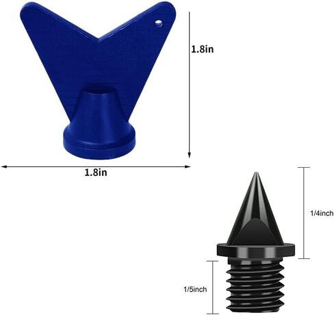 مسامير المسار لاستبدال الأحذية 100 قطعة، مسامير Funwaretech Cross Country بطول 1/4 بوصة مسامير هرمية من الفولاذ المقاوم للصدأ مع صندوق ومفتاح ربط للجري والمشي لمسافات طويلة والقفز العالي ورياضات العدو (أسود) in Kuwait