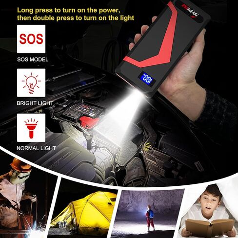 حزمة بطارية 4150A Peak Jump Starter - صندوق قفز 12 فولت لجميع أنواع الغاز/ما يصل إلى 12 لتر ديزل - بنك طاقة USB مزدوج، ضوء الطوارئ (أحمر) in Saudi Arabia