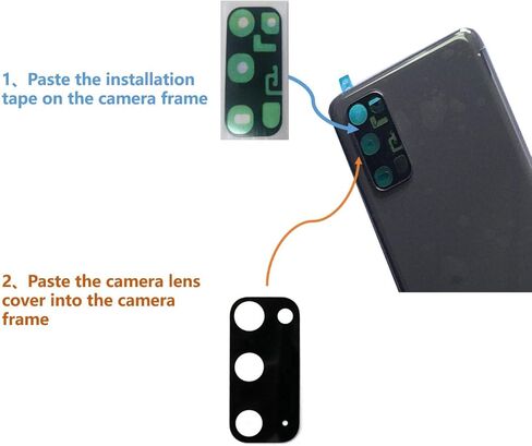 قطعتان من غطاء العدسة الزجاجية للكاميرا الخلفية لهاتف Galaxy S20 لهاتف Samsung Galaxy S20 (جميع شركات النقل) مع أدوات إصلاح (S20) (أسود) in Kuwait