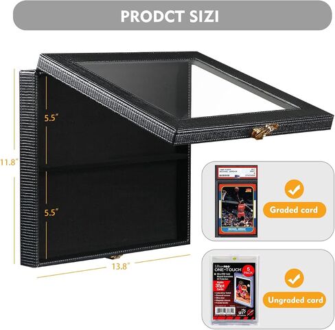Fanousy Baseball Card Display Case, PU Leather Trading Card Display Frame Holds 9 Psa Graded Card Wall Memorabilia Display Cases for Sports Football Basketball Pokemon Trading Playing, Vertical in Saudi Arabia