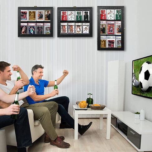 حافظة عرض بطاقة البيسبول Fanousy، إطار عرض بطاقة التداول من جلد البولي يوريثان يحمل 8 حافظات عرض تذكارات حائطية متدرجة PSA للرياضة وكرة القدم وكرة السلة ولعب البوكيمون، أفقيًا in Kuwait