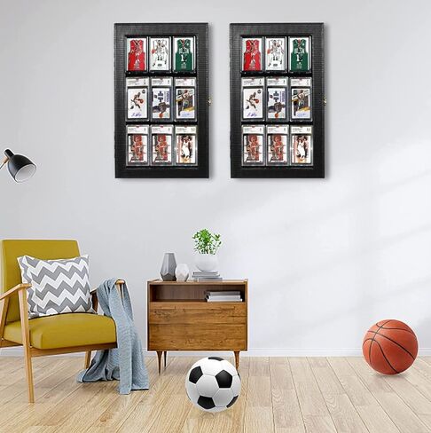 حافظة عرض بطاقة البيسبول Fanousy، إطار عرض بطاقة التداول من جلد البولي يوريثان يحمل 8 حافظات عرض تذكارات حائطية متدرجة PSA للرياضة وكرة القدم وكرة السلة ولعب البوكيمون، أفقيًا in Kuwait