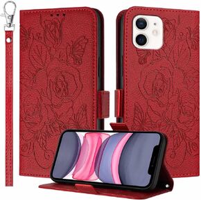 JanCalm for iPhone 11 Phone Case Wallet,[RFID Blocking][Card Cash Slots][Wrist Strap] Floral Butterfly Cute Pattern Leather Protective Stand Flip Cases Cover for iPhone 11 (Black) in Kuwait