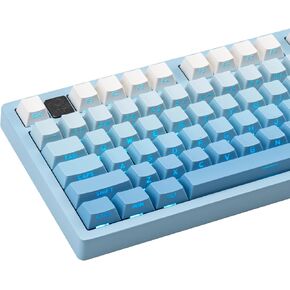 136 Keys Cherry Profile Shine Through PBT Keycaps Set, Pink Gradient Keycaps Side Print, Double Shot PBT Keycaps Cute, Backlit Custom White Keycaps for ANSI/ISO Layout Mechanical Keyboard in Kuwait