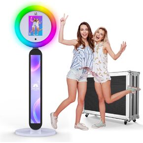 آلة كشك الصور مع التحكم عن بُعد في التطبيق وإضاءة حلقة RGB ، متوافقة مع مختلف أحجام iPad & Tablet 9.7in 10.2in 10.9in 12.9in للأحداث التي لا تنسى (B1)
