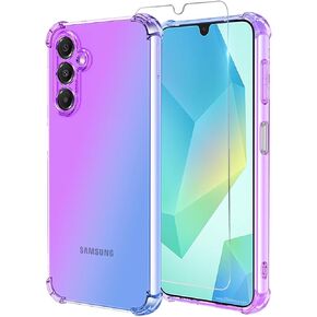 Osophter for Galaxy A16 5G Case: Women Girls with Screen Protector Reinforced Corners TPU Shock-Absorption Flexible Gradient Color for Samsung Galaxy A16 Phone Case Cover(Pink Teal)