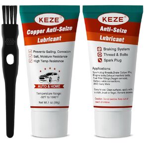 Keze Brake Grease Copper Anti Seize Lubricant Salt Moisture Protection Heat Resistant Auto Grease for Spark Plug Threads Caliper Pin Brake Pad Bolts and Nuts, 1 Oz-4 Pack