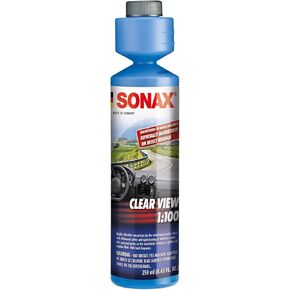 SONAX Clear View Concentrate 271141 | High-Performance Windshield Cleaner Concentrate | Remove Insects, Oil, Road Grime & Film | Streak-Free Phosphate-Free Formula | Makes 6 Gallons of Cleaner | 250ml