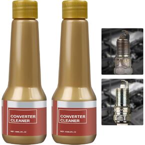 Catalytic Converter Cleaner, Engine Carbon Cleaner for Catalytic Converters, Catalytic Converter Cleaner, Fuel System Cleaner for Gasoline Engines, Exhaust System Pipe Carbon Removal Cleaner(2pcs)