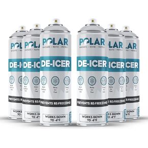 رذاذ De -icer القطبي لزجاج الأمامي - 6 × 17 أوقية | سريع المفعول ويتوقف عن إعادة التجمد | يذوب على الفور الجليد والصقيع عند -4 درجة فهرنهايت | رذاذ Deicer لزجاج الأمطار والمرايا والمصابيح الأمامية والأقفال والبوابات