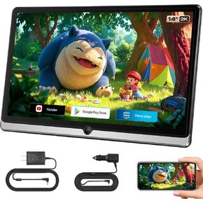 14inch Android Portable Car TV Headrest Monitor Tablet for Cars Back seat Support Phone Wireless mirroring Touchscreen with WiFi/Bluetooth/HDMI/USB/Video Player