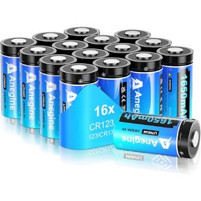 CR123A 3V Lithium Battery 1650mAh, 123A Lithium Batteries 10 Years Shelf Life CR123 3 Volt High Power CR17345 CR17335 Non-Rechargeable (16 Pack) in Kuwait