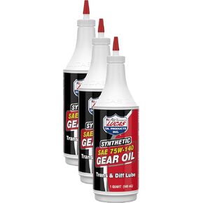 Lucas Oil 10121 SAE 75W -140 زيت الترس الاصطناعي/ناقل الحركة والتشويف التفاضلي - 1 كوارت (حزمة 3)