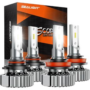 SEALIGHT H4/9003 Bulbs, 6500K Ultra-Bright Lights, Easy Installation, No-Fan Design, Non-Polarity, Fog Lights, Powersports Lighting Accessories, 2-Pack